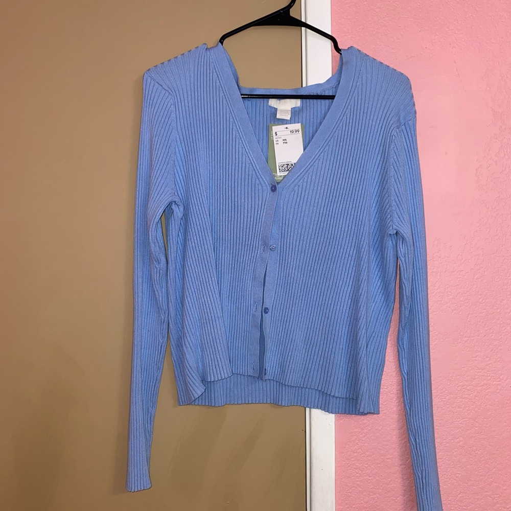 baby blue h&m cardigan